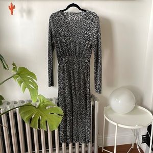 Long sleep floral midi dress